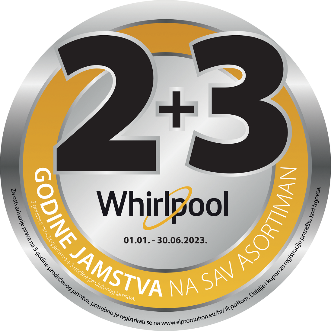 Whirlpool 2+3 godine garancije na sav asortiman uz obaveznu online prijavu