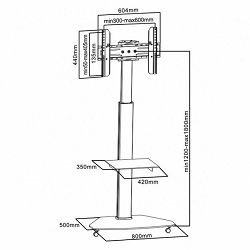 Podni stalak za TV SBOX FS-500 (37"-70", nagib +5°/-12°, rotacija 90°)