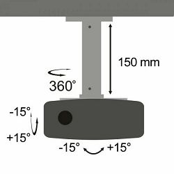Stropni nosač za projektor SBOX PM-18 (nagib +-15°, rotacija 360°)